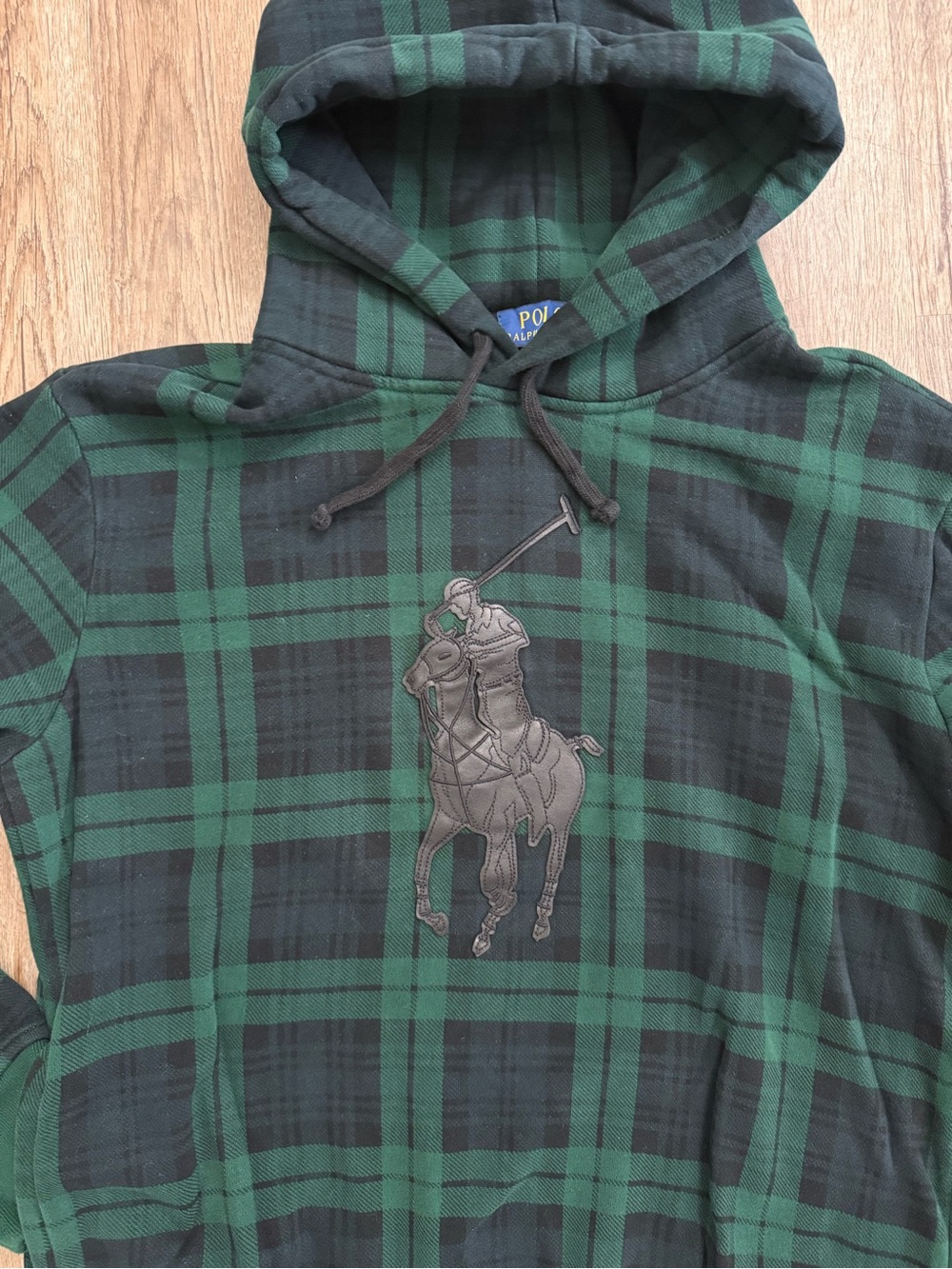 Polo Ralph Lauren • Leather Pony Tartan Plaid Hoodie - Picture 4 of 16